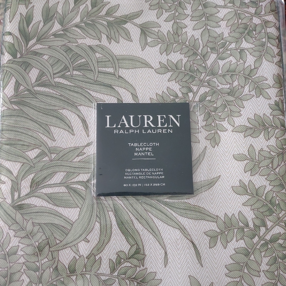 New 🎀 Ralph Lauren Palm Tropical sage print oblong tablecloth